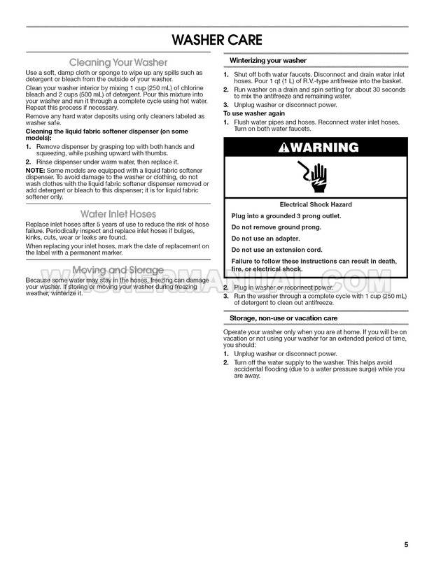 Admiral ATW4475TQ Washing Machine User Instructions