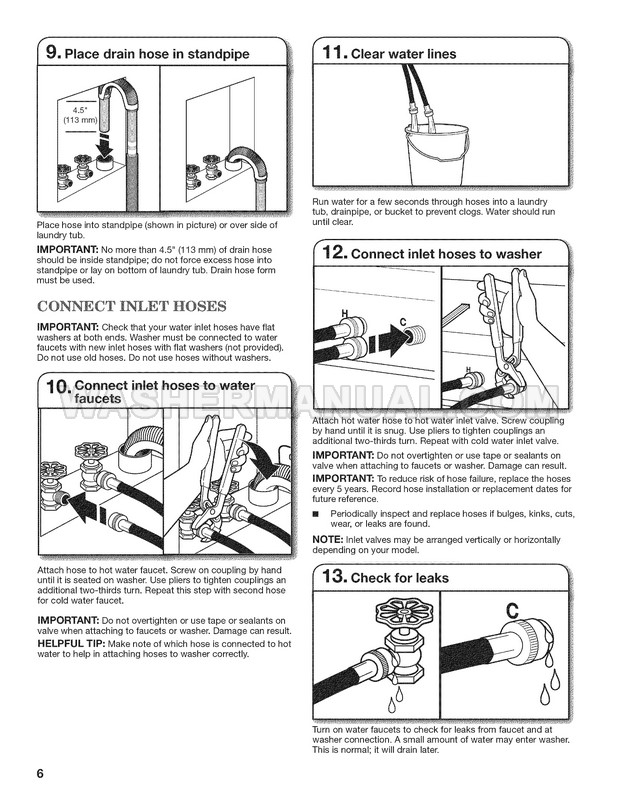 Admiral ATW4475XQ Top Load Washer Installation Instructions