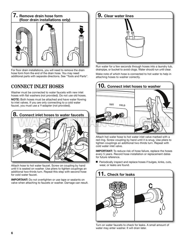 Amana NTW4605EW Washing Machine Installation Instructions