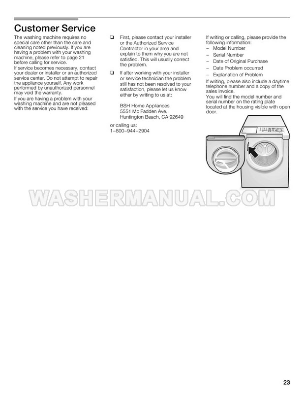 Bosch WFMC2201UC Nexxt 300 Series Operating and Installation Instructions