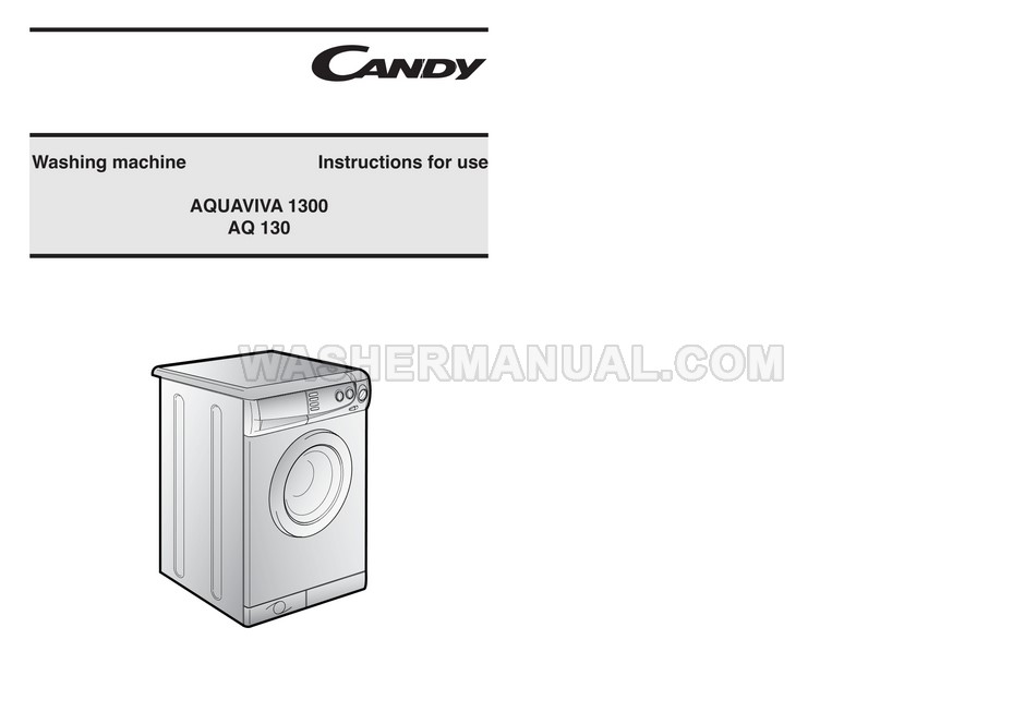 Candy AQ 130 Front Load Washer Instructions for Use