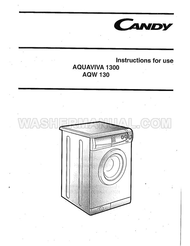 Candy AQW 130 Front Load Washing Machine Instructions for Use