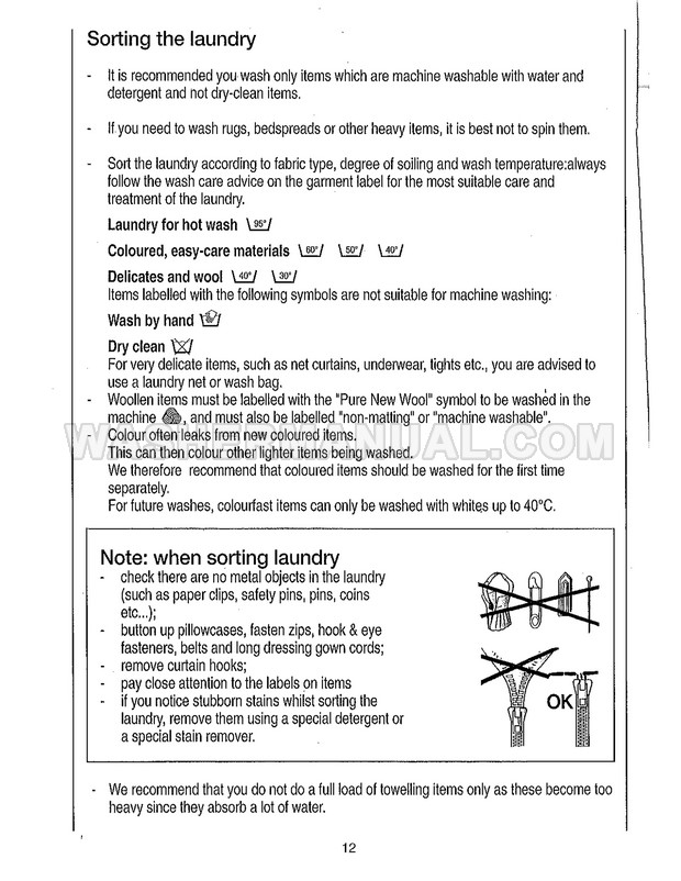 Candy AQW 130 Front Load Washing Machine Instructions for Use