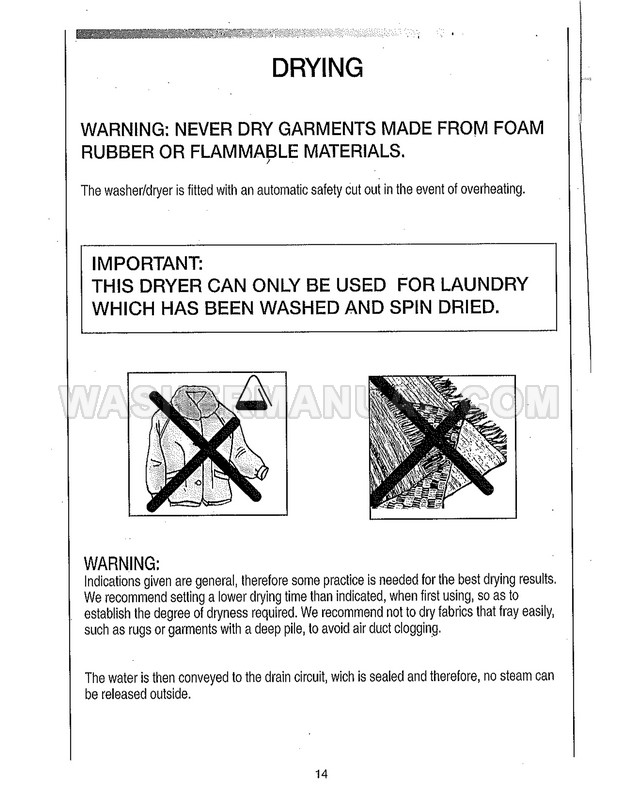 Candy AQW 130 Front Load Washing Machine Instructions for Use