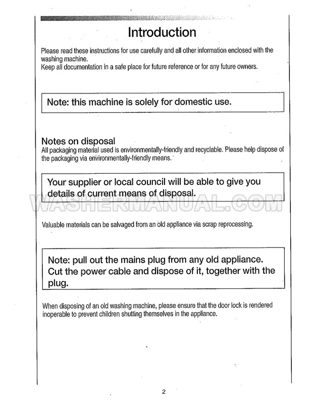 Candy AQW 130 Front Load Washing Machine Instructions for Use