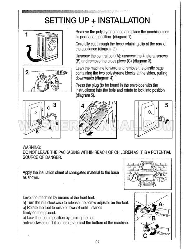 Candy AQW 130 Front Load Washing Machine Instructions for Use