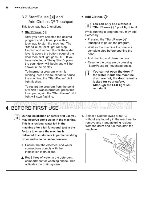 Electrolux EWW12753 Front Load Washing Machine User Manual