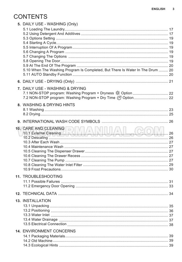 Electrolux EWW12753 Front Load Washing Machine User Manual