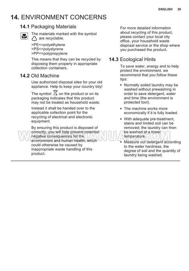 Electrolux EWW12753 Front Load Washing Machine User Manual