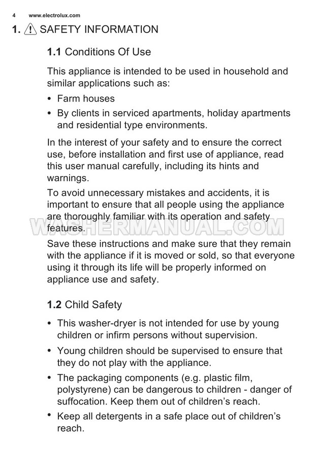 Electrolux EWW12753 Front Load Washing Machine User Manual