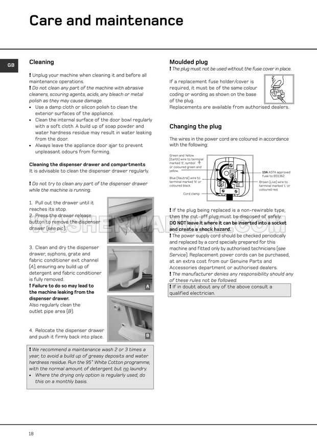 Hotpoint WD420 Washer Dryer Washing Machine Instructions for