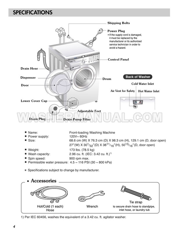 LG WM1814CW Washing Machine Owner's Manual