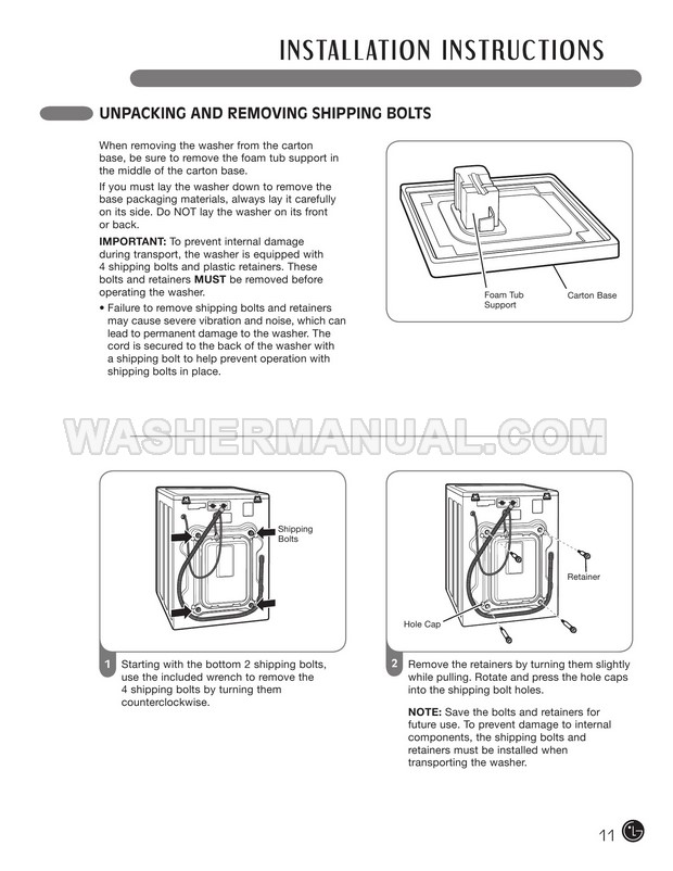 LG WM2455HW Washer User