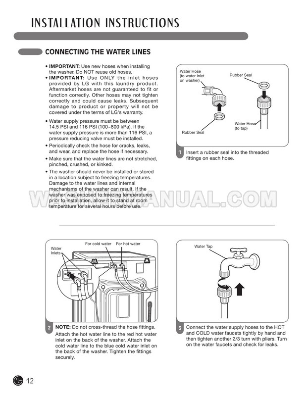 LG WM2455HW Washer User