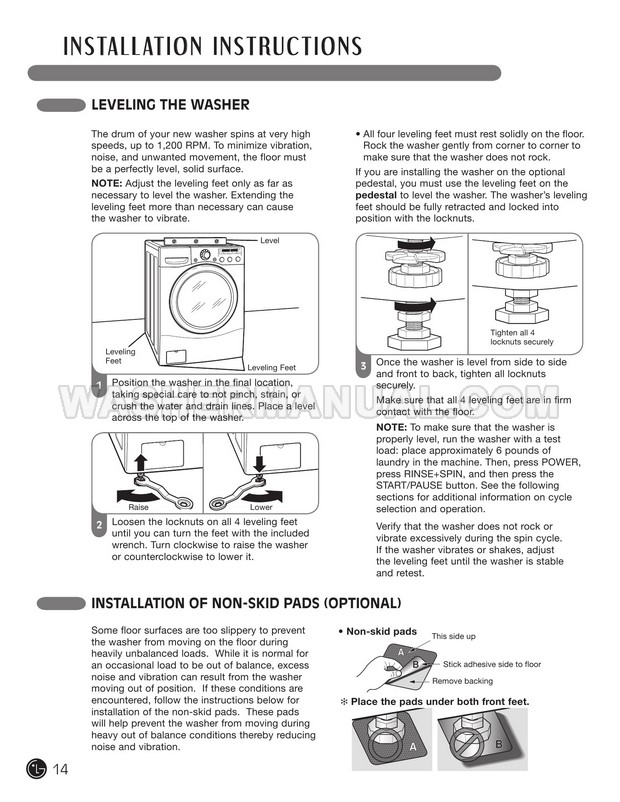 LG WM2455HW Washer User