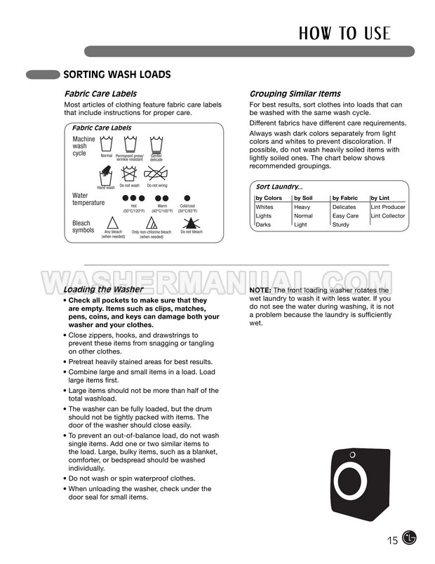LG WM2455HW Washer User