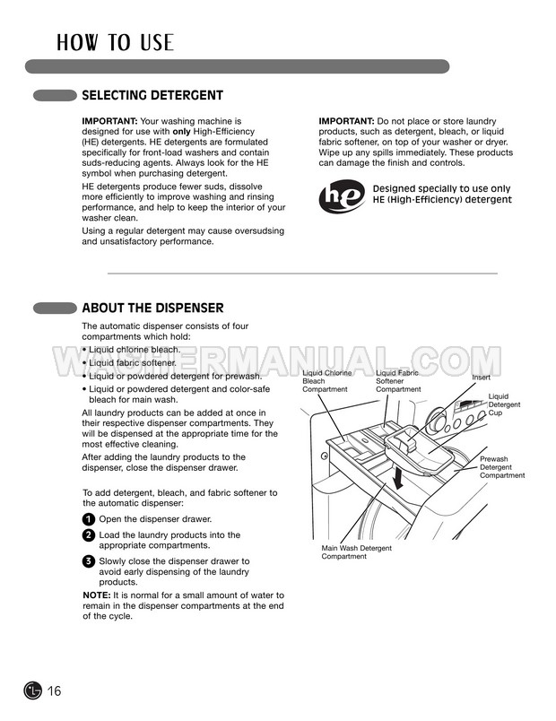 LG WM2455HW Washer User
