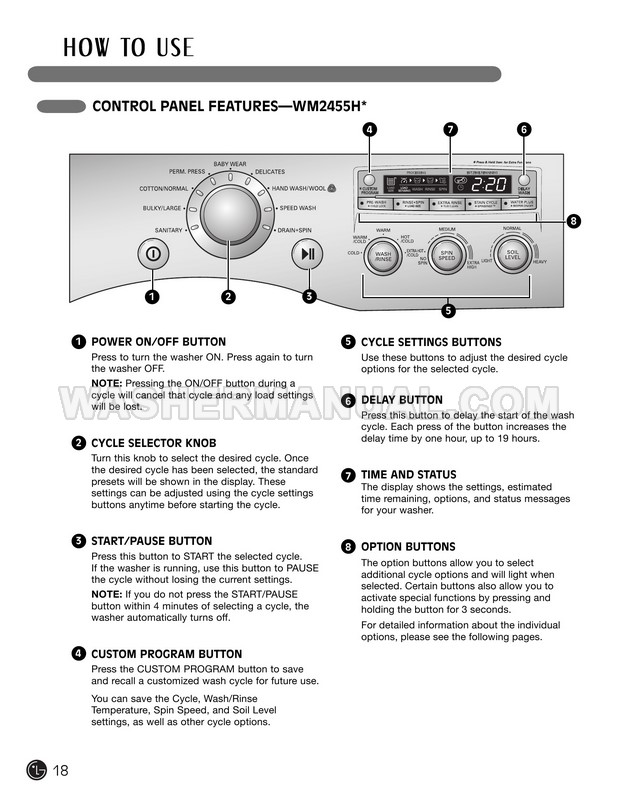 LG WM2455HW Washer User