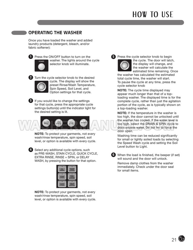 LG WM2455HW Washer User