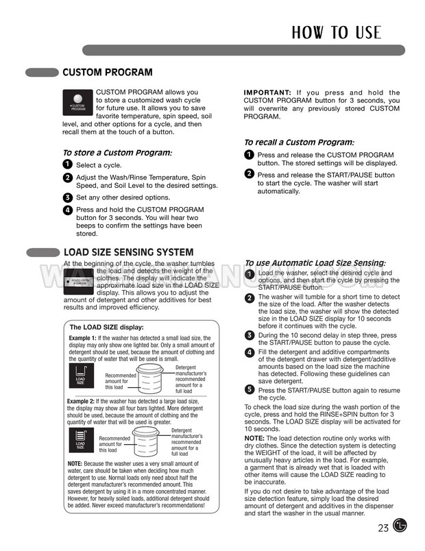 LG WM2455HW Washer User