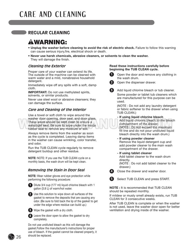 LG WM2455HW Washer User
