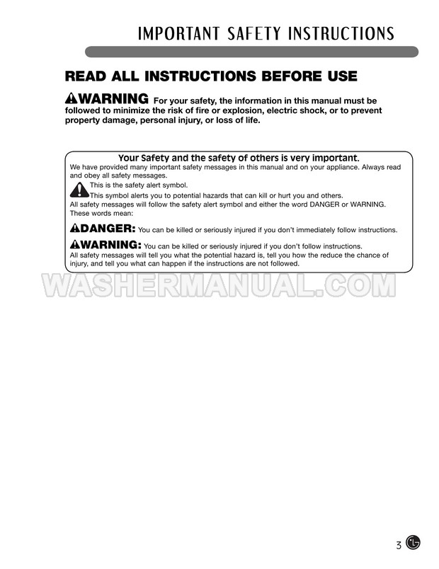 LG WM2455HW Washer User