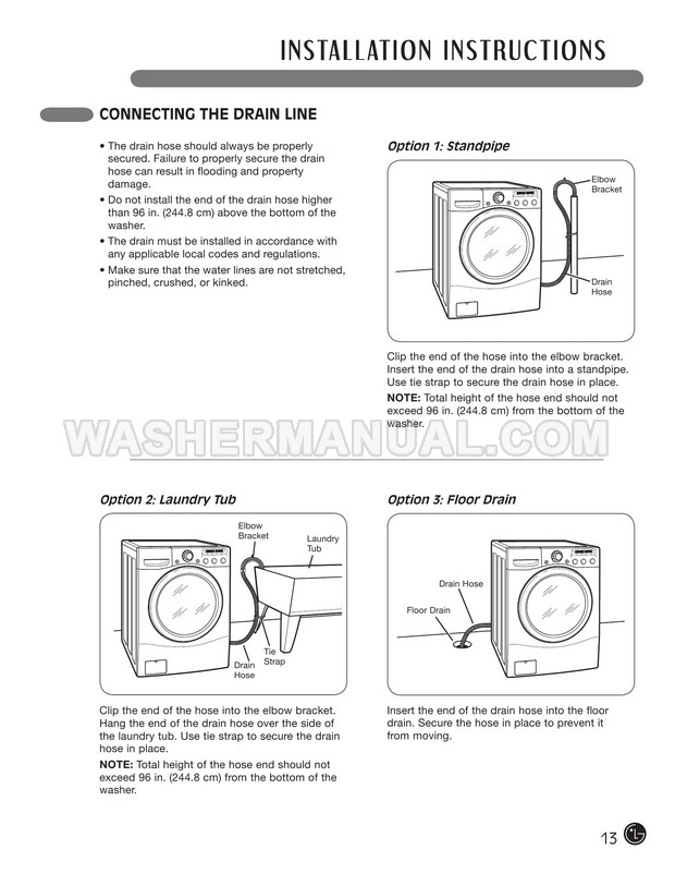 LG WM2501HWA Steam Washer Washing Machine User