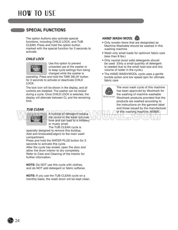 LG WM3455HW Washer/Dryer Combo User's Guide & Installation Instructions