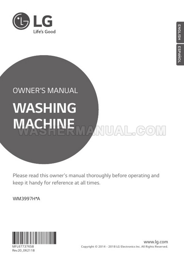 LG WM3997HWA Washer/Dryer Combo Owner
