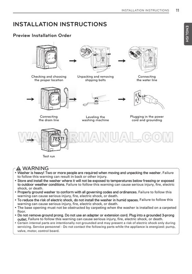 LG WM3997HWA Washer/Dryer Combo Owner's Manual