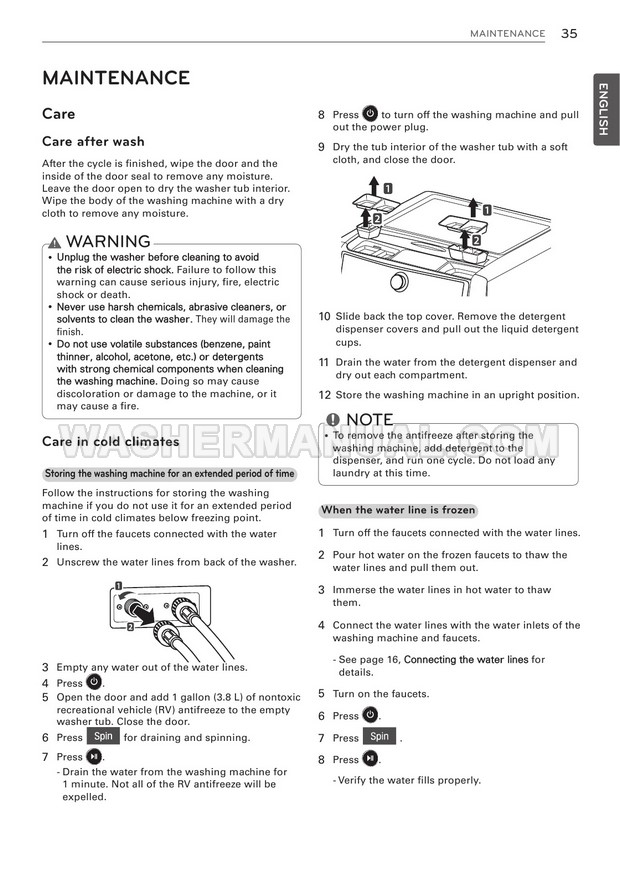 LG WM5000HVA Front Load Washer Owner's Manual