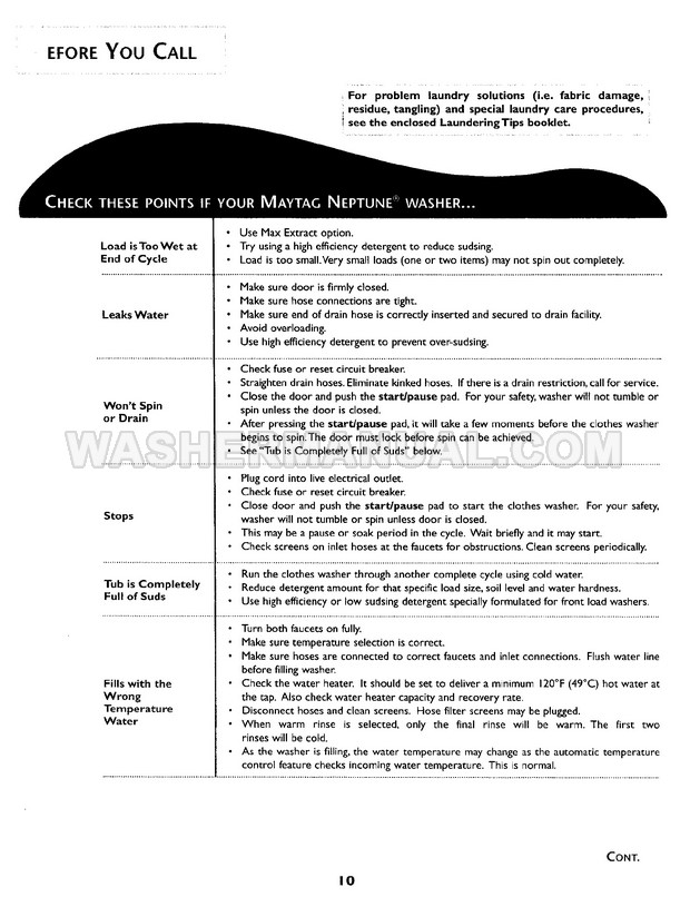 Maytag MAH5500BWW Top Load Washer User Guide