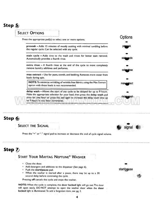 Maytag MAH5500BWW Top Load Washer User Guide
