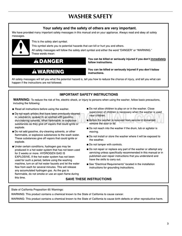 Maytag MVWB300WQ1 Washer Use & Care Guide