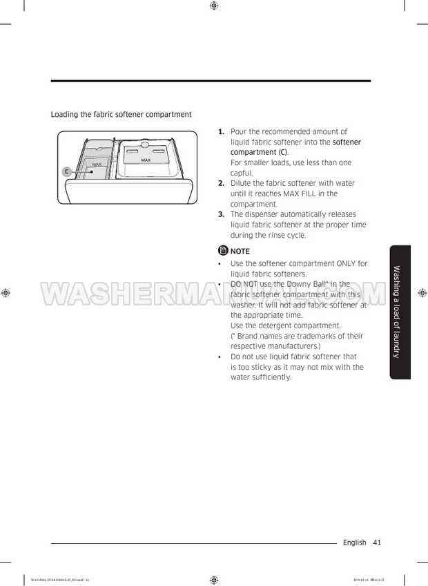 Samsung WA45M3100A Washer User Manual