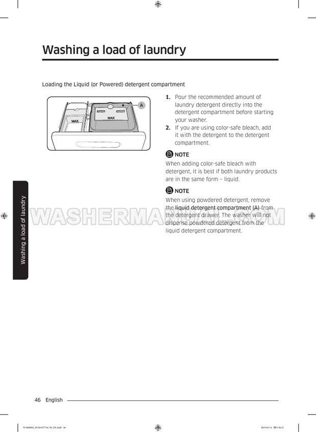 Samsung WA52M8650A Washer User Manual