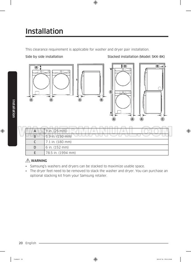 Samsung WF45R6100A Front Load Washing Machine User Manual
